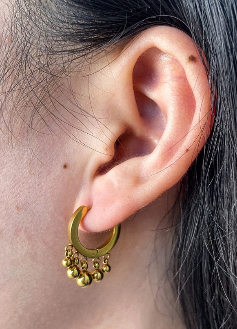 18K Gold Plated Beads Pendant Earrings