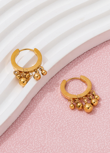 18K Gold Plated Beads Pendant Earrings