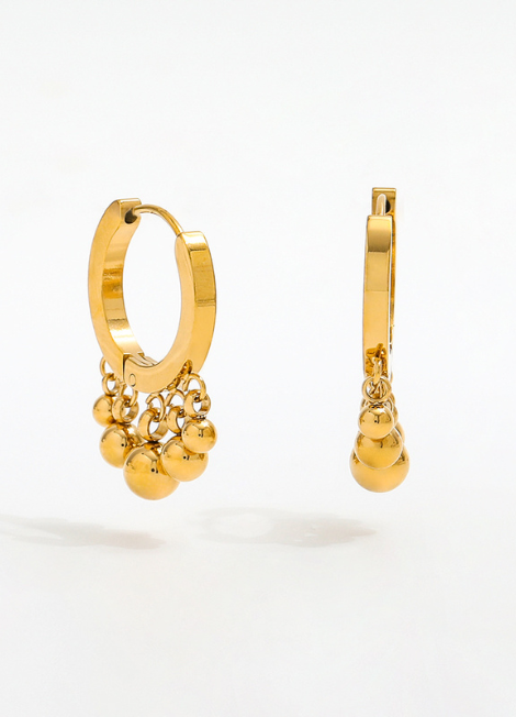 18K Gold Plated Beads Pendant Earrings