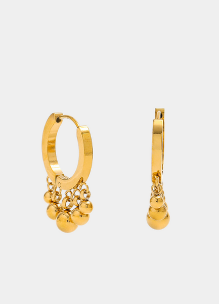 18K Gold Plated Beads Pendant Earrings