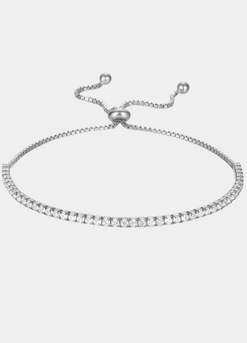 Adjustable 925 Sterling Silver Pave Bracelet