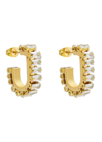 Earrings | Crystal Pavé Glam Petite | 18K Gold Plated