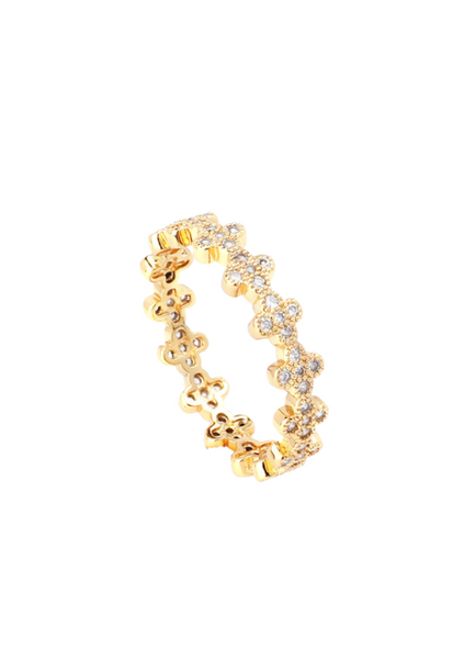 Ring | Althea | Flower band | Zirconia | 18K Gold Plated
