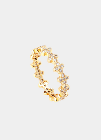 Althea Ring – 18K Gold Plated Flower Band with Zirconia for Women in Hong Kong