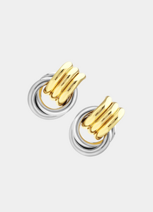Angie Bold Two Tone Earrings – Chunky Gold and Silver Statement Hoops for Women in Hong Kong