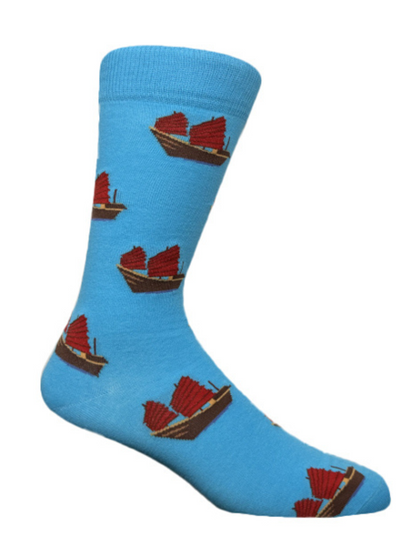 The-sockist-happy-fun-socks-sweden-stockholm-shop-happyfeet-socks-men-socks-unisex socks-hongkong-aqua-luna-junk-boat