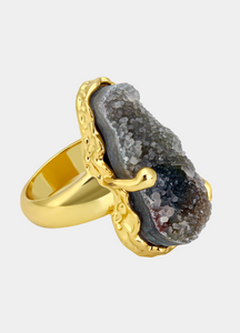 Bailey Quartz Ring – 18K Gold Plated | Minimalist Gemstone Statement Ring for Women in Hong Kong