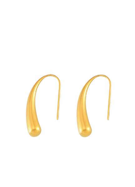 Bold Waterdrop Dangles in 18K gold plated stainless steel. A sculptural, eye-catching design made to stand out—perfect for bold women in Hong Kong.