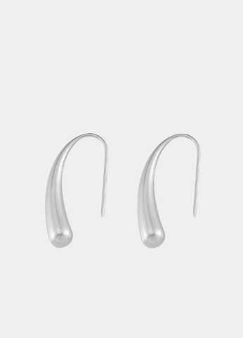 Bold Waterdrop Dangle Earrings – Silver Plated Stainless Steel | Sculptural Statement Earrings for Women in Hong Kong