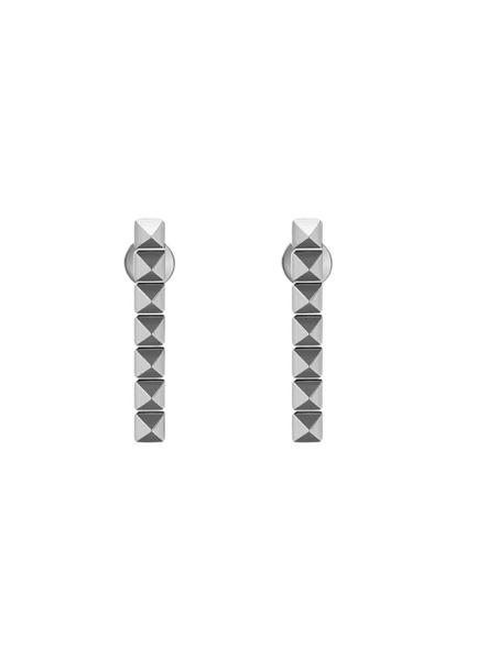 Bridget Bar Pyramid Earrings in silver plating. Sleek and structured studs that elevate your everyday style—modern essentials in Hong Kong.