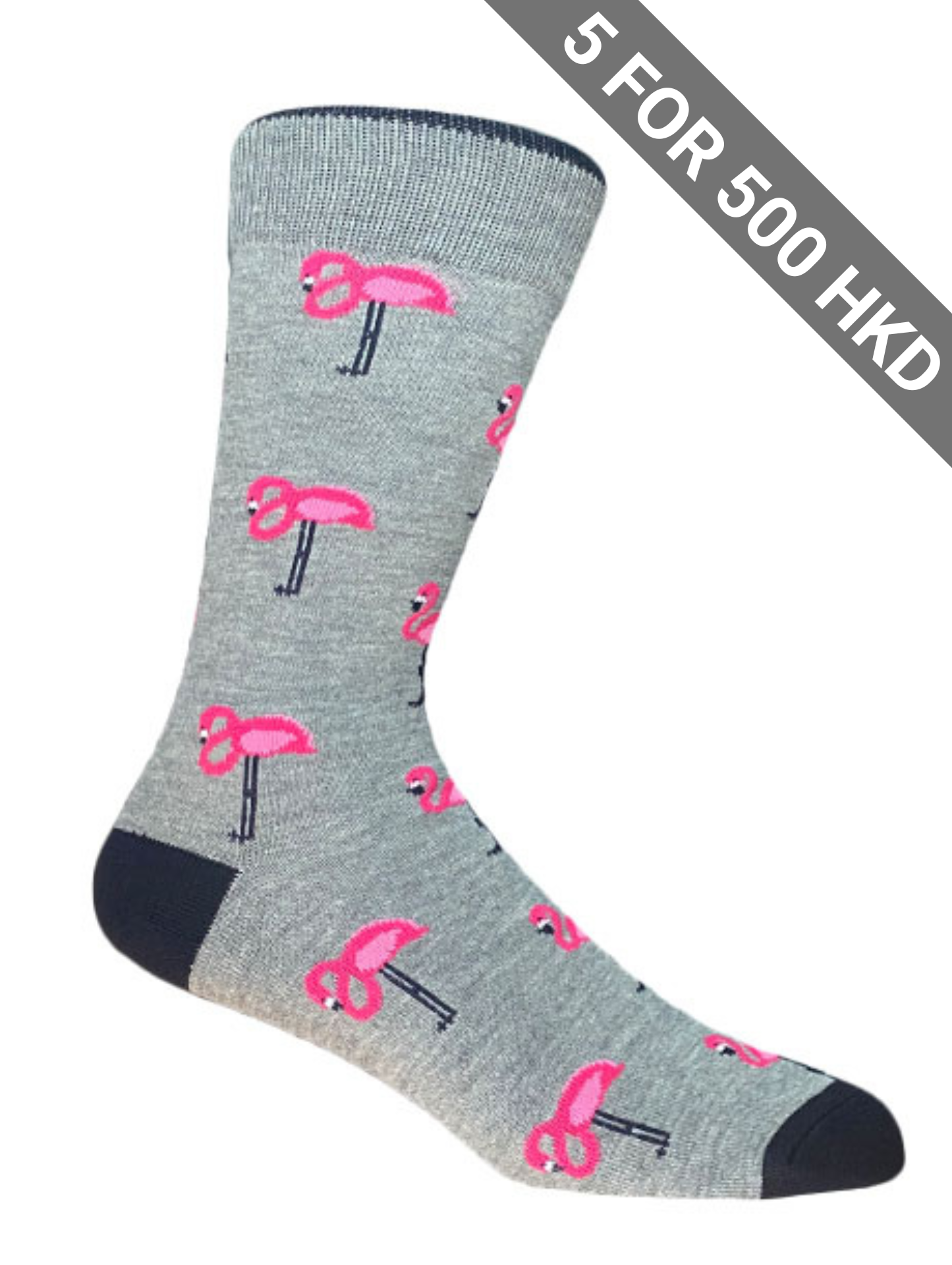 Socks | Flamingo | Grey | Cotton