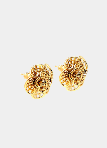 Camellia Flower Earrings – 18K Gold Plated Floral Jewelry for Women in Hong Kong