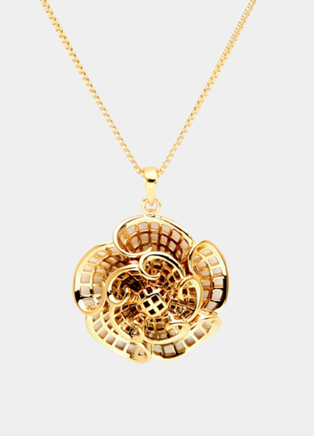 Camellia Flower Necklace – 18K Gold Plated with Stainless Steel Chain | Elegant Floral Pendant for Women in Hong Kong