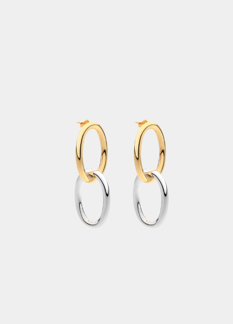Charlotte Chain Earrings in chic two-tone design—bold yet versatile. Perfect for elevating both casual and formal looks in Hong Kong.