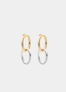 Charlotte Chain Earrings in chic two-tone design—bold yet versatile. Perfect for elevating both casual and formal looks in Hong Kong.