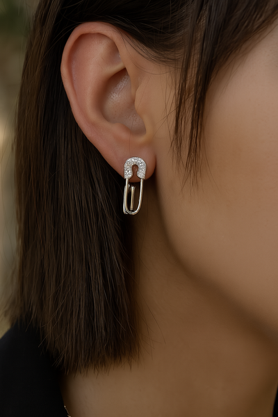 Earrings | Tanya | Safety Pin | Silver Plated