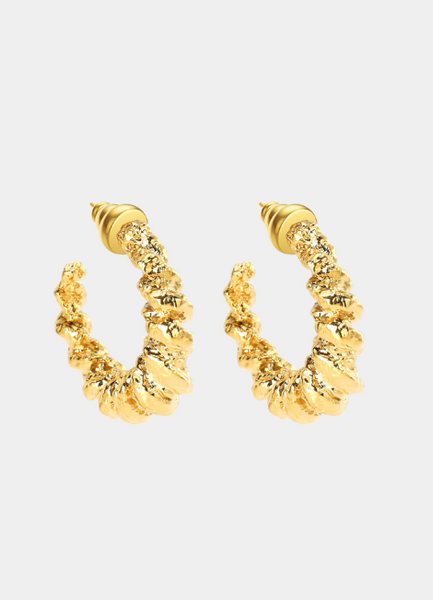 Corinne Chunky Hoop Earrings – 18K Gold Plated Bold Gold Hoops for Women in Hong Kong

