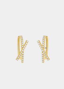 Cross Star Zirconia earrings in 925 sterling silver with 18K gold plating.