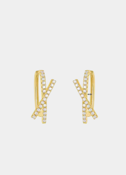 Cross Star Zirconia earrings in 925 sterling silver with 18K gold plating.