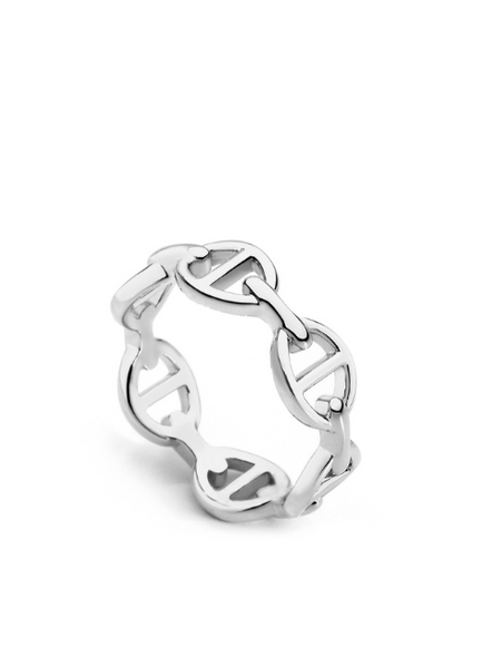 Cynthia Ring—graceful in two-tone silver and gold plating. A sleek, versatile band for women in Hong Kong. Wear it solo or stacked for a modern look.
