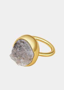 Daisy Quartz Ring – 18K Gold Plated | Delicate Floral Gemstone Ring for Women in Hong Kong