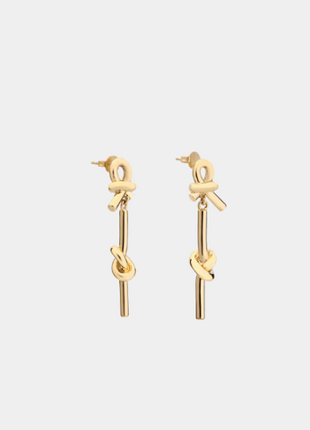 Dana Lace Knot Dangle Earrings – 18K Gold Plated | Elegant Drop Earrings for Women in Hong Kong
