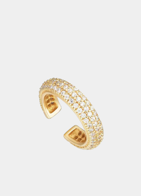 Double Row Pavé Cuff Earring – 18K Gold Plated 925 Sterling Silver Single Sparkle Cuff for Women in Hong Kong