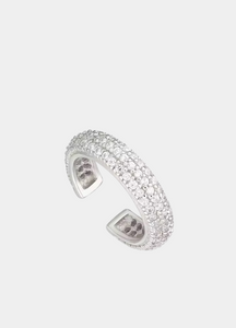 Double Row Pavé Cuff Earring – Silver Plated 925 Sterling Silver Minimalist Sparkle Jewelry for Women in Hong Kong