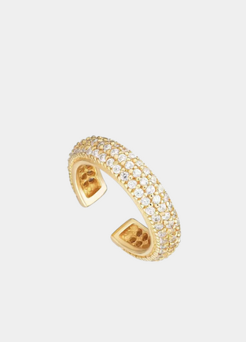 Double Row Pavé Cuff Earring – 18K Gold Plated 925 Sterling Silver Single Sparkle Cuff for Women in Hong Kong