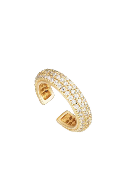 Double Row Pavé Cuff Earring – 18K Gold Plated 925 Sterling Silver Single Sparkle Cuff for Women in Hong Kong