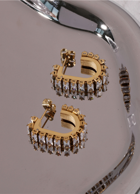 Earrings | Crystal Pavé Glam | 18K Gold Plated