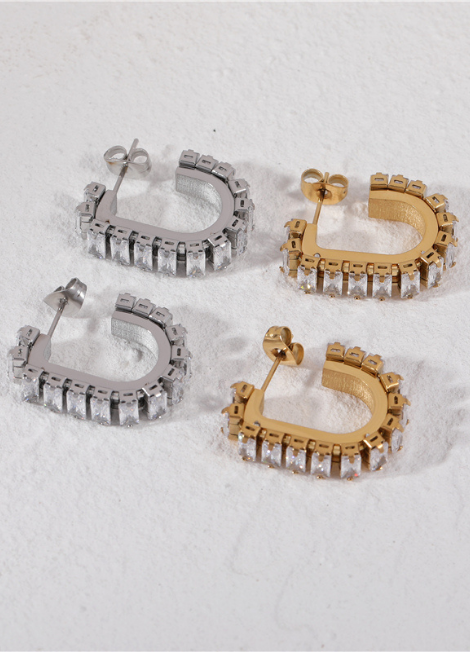 Earrings | Crystal Pavé Glam | 18K Gold Plated