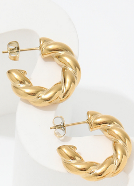 Earrings | Twisted Chunky Rope | Hoop | 18K Gold Plated