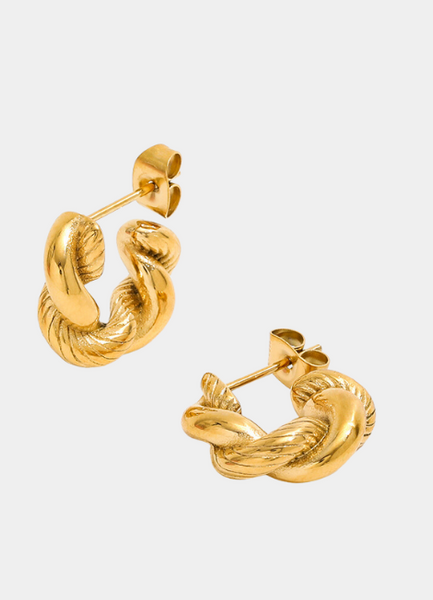 Earrings | Petite Twisted Croissant | Hoop | 18K Gold Plated
