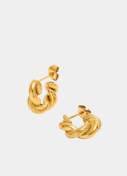 Earrings | Petite Twisted Croissant | Hoop | 18K Gold Plated