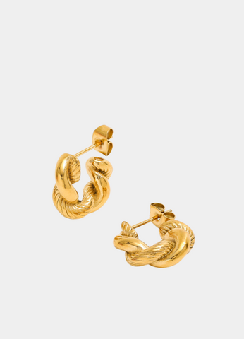 Earrings | Chunky Twisted Croissant | Hoop | 18K Gold Plated