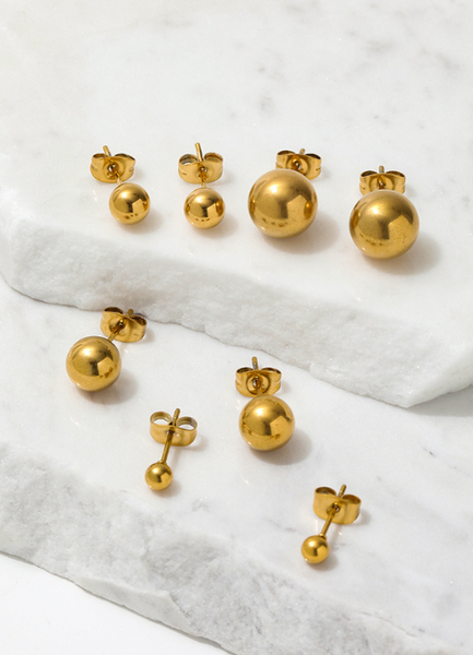 Earrings | Minimalist Ball Stud | 6mm | 18K Gold Plated