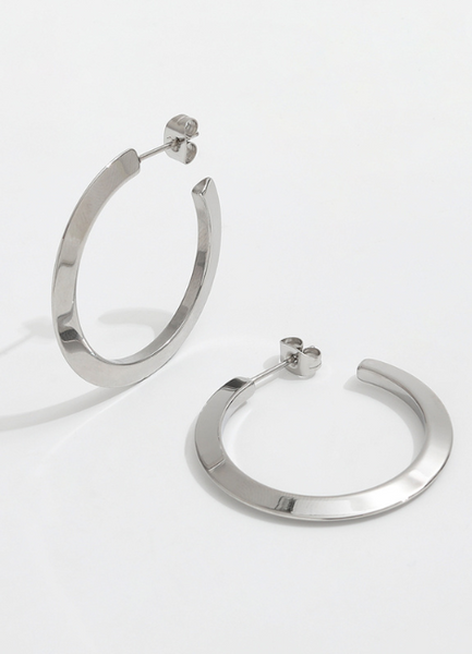 Earrings | Minimalism Hoop | Large | Silver Plated