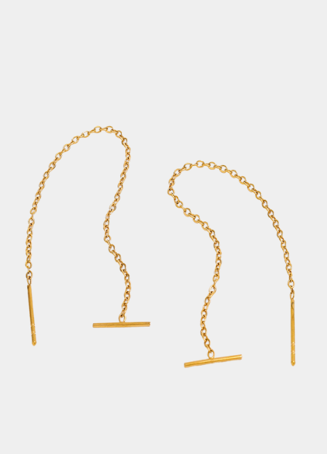 Earrings | Threading Bar | 18K Gold Plated