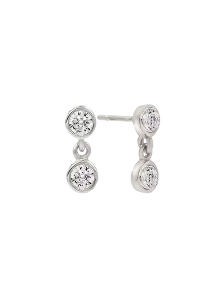 Double Diamond Dangle Earrings, crafted in premium 925 sterling silver for durability and shine. Featuring two cascading zirconia diamonds, these earrings bring just the right balance of elegance and movement.