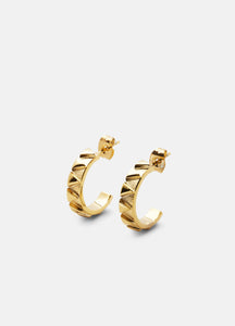 Gold plated GTG earrings with a sleek and minimalist hoop design, perfect for daily wear or layering with other jewelry.
