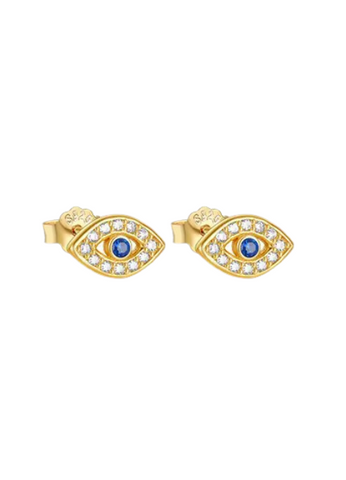 Petite Eye Stud Earrings – 18K Gold Plated 925 Sterling Silver – Minimalist Protective Jewelry Hong Kong