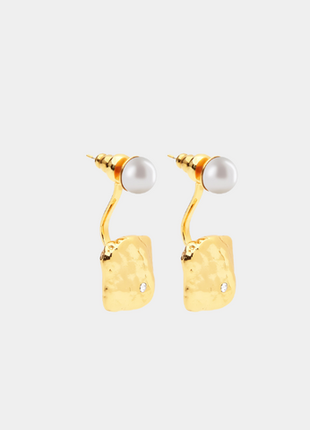 Elma Pearl Jacket Earrings – 18K Gold Plated | Elegant 2-in-1 Earrings for Women in Hong Kong