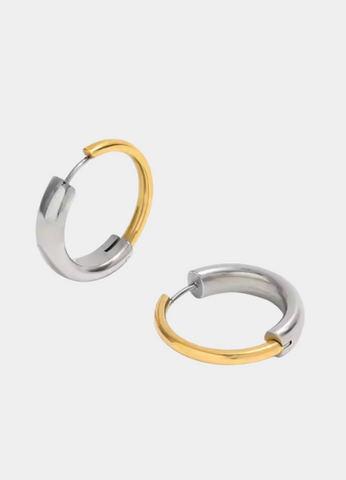 Estelle Hoop Earrings – 25mm Two-Tone Stainless Steel Hoops for Women in Hong Kong

