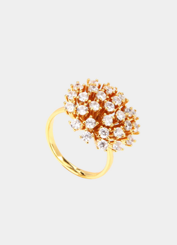 Florina Ring—blooming with floral charm in 18K gold plating. A romantic, nature-inspired ring perfect for spring style and gifts in Hong Kon