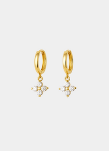 Flower Huggie Earrings – 18K Gold Plated 925 Sterling Silver with Zirconia for Women in Hong Kong