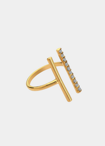 zirconia bar ring hk, gold ring hong kong, hariette ring hk, 18k gold plated ring for women, minimalist jewelry hk, stackable ring hk, elegant gold ring hong kong, gift for her hk
