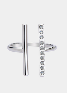 Hariette Zirconia Bar Ring – Silver Plated | Sleek Minimalist Ring for Women in Hong Kong