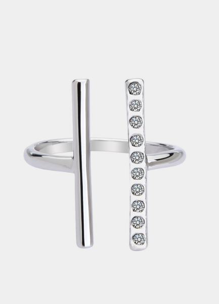 Hariette Zirconia Bar Ring – Silver Plated | Sleek Minimalist Ring for Women in Hong Kong