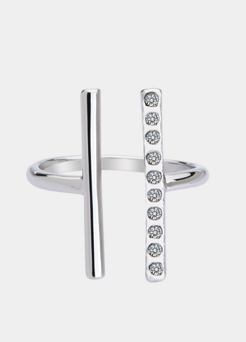 Hariette Zirconia Bar Ring – Silver Plated | Sleek Minimalist Ring for Women in Hong Kong